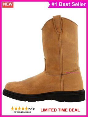 Pull On Work Boot with SPR Leather 11 Inch Steel Shank Wedge Heel